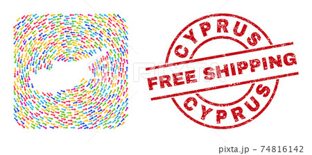 Free Shipping Scratched Seal and Cyprus Map Navigation Inverted Mosaic 74816142