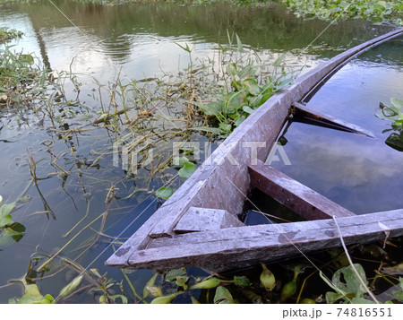 boat closeup on lake for fishing boat closeup on lake for fishing 74816551