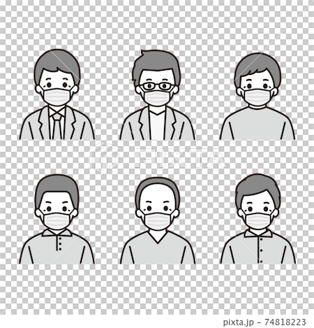 Senior male mask monochrome icon illustration Senior male mask monochrome icon illustration 74818223