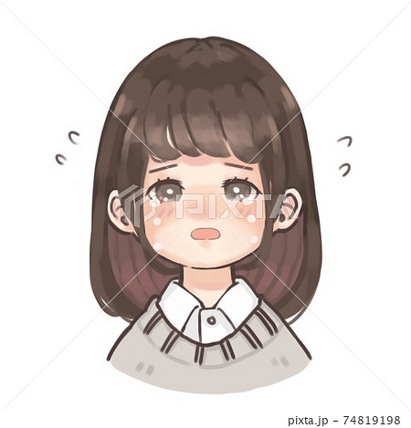 女の子表情パターン 悲しい のイラスト素材