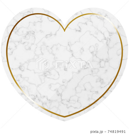 ハート型のフレーム　ホワイト＆ゴールド　大理石 74819491