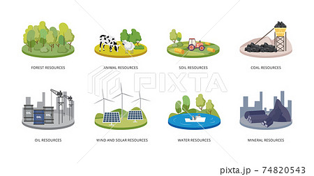Natural resources, set of vector symbols eco power and energy. 74820543