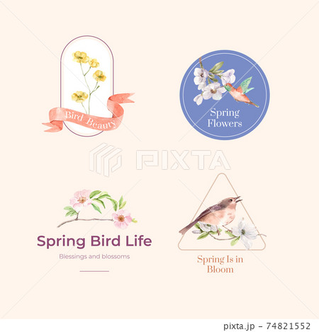 Logo design with spring and bird concept for...のイラスト素材 [74821552] - PIXTA