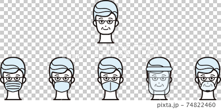 Mask infection prevention elderly senior male icon face person illustration set 74822460