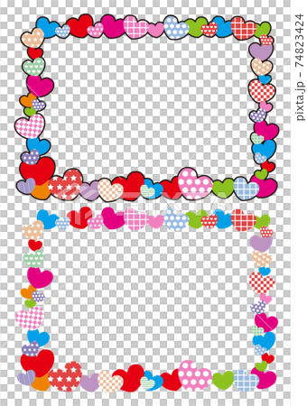 Frame with many hearts (horizontal)のイラスト素材 [74823424] - PIXTA