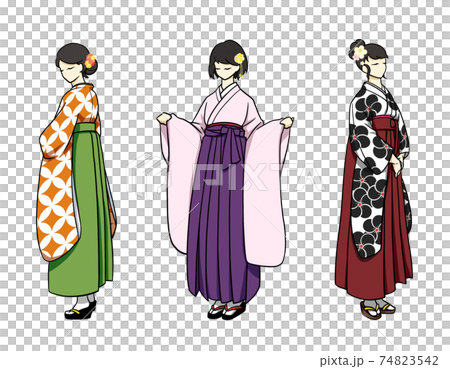 彩り着物 袴 デザイン3のイラスト素材