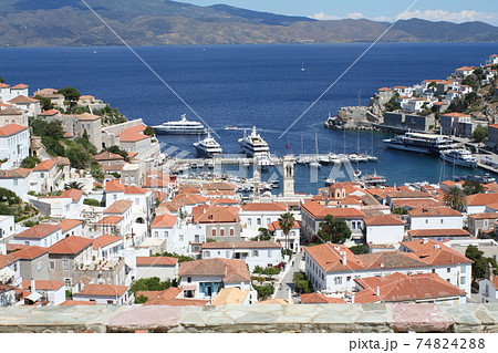 ヨーロッパの街並み・ギリシャ・イドラ島－３・F4画用紙・水彩画原画 イドラ島の街並み｜ユーラシア旅行社