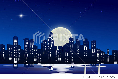 view of outdoor swimming pool on the high building in night view of outdoor swimming pool on the high building in night 74824905