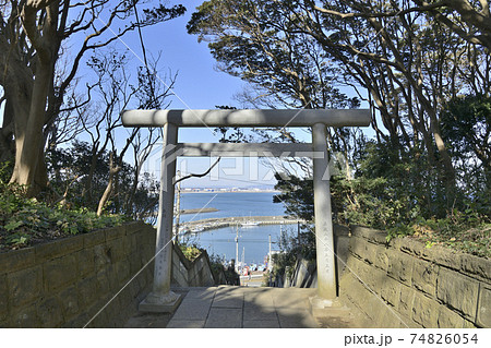酒列磯前神社の海が見える鳥居 酒列磯前神社の海が見える鳥居 74826054