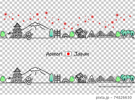 青森市容和新的冠狀病毒線藝術插圖集 74826630