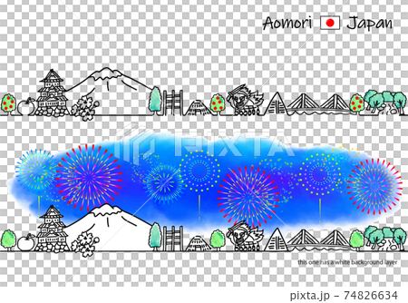青森市容和煙花線條藝術插圖集 青森市容和煙花線條藝術插圖集 74826634