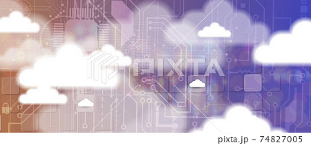 Cloud technology. Integrated digital web concept background 74827005