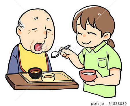 食事介助をする女性 食事介助をする女性 74828089
