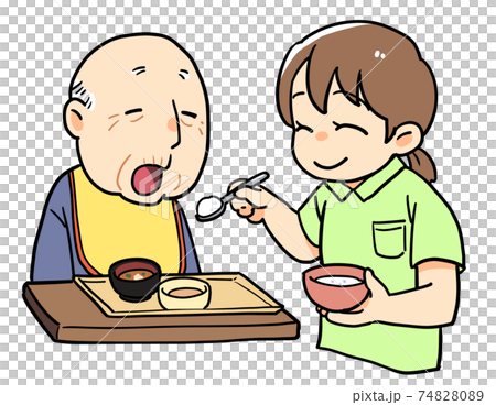 食事介助をする女性 食事介助をする女性 74828089