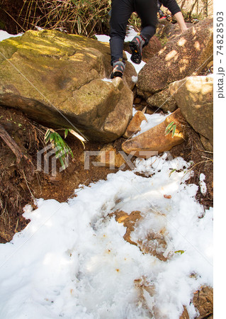 御在所岳登山 雪の残る中登山道 御在所岳登山 雪の残る中登山道 74828503