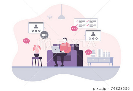 People Work From Home Internet Online Business Freelancer Illustration People Work From Home Internet Online Business Freelancer Illustration 74828536