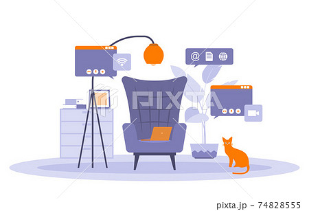 Work From Home Computer Internet Online Business Freelancer Illustration Work From Home Computer Internet Online Business Freelancer Illustration 74828555