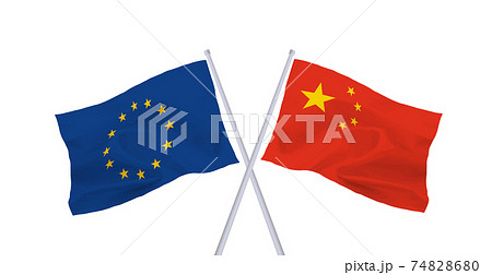 EUと中国の旗 74828680