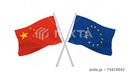 EUと中国の旗 EUと中国の旗 74828682
