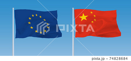 EUと中国の旗 EUと中国の旗 74828684