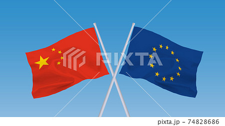 EUと中国の旗 74828686