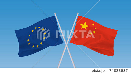 EUと中国の旗 74828687