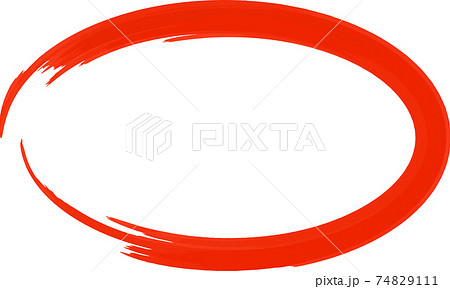 水彩で描いた楕円のフレーム素材(赤)のイラスト素材 [74829111] - PIXTA