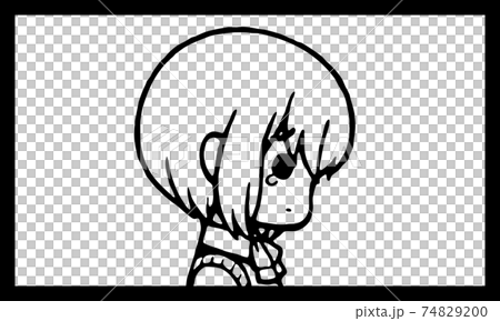 泣いてる女の子の漫画風カットイラスト（白背景） 74829200