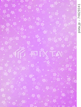 和柄背景イラスト 和紙に絞染と桜パターン柄 紫色系 他色あり 74829341