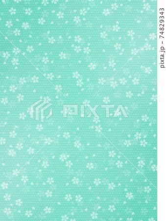 和柄背景イラスト 和紙に絞染と桜パターン柄 緑系 他色あり 74829343