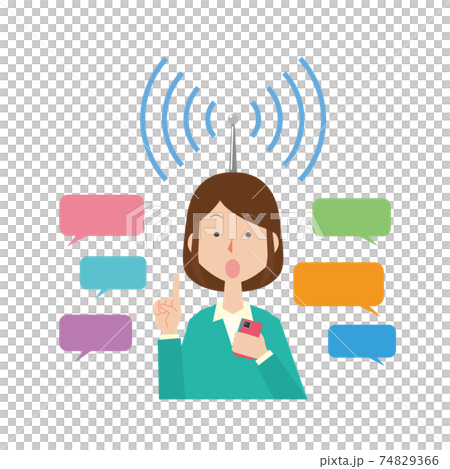 アンテナを張って情報をキャッチする女性 74829366