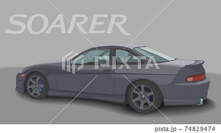 Cartoon japan tuned car on Grey background. side view . Vector illustration. Motorsport Cartoon japan tuned car on Grey background. side view . Vector illustration. Motorsport 74829474