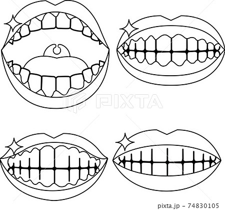 虫歯予防 輝く歯セットのイラスト素材