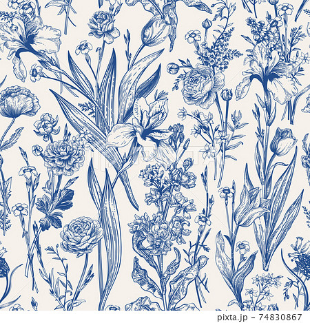 Floral seamless pattern. Flowering. 74830867