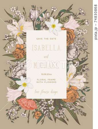 Floral vertical frame. Vintage. 74830868