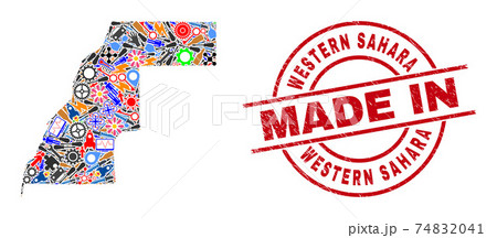 Engineering Mosaic Western Sahara Map and Made in Scratched Watermark Engineering Mosaic Western Sahara Map and Made in Scratched Watermark 74832041