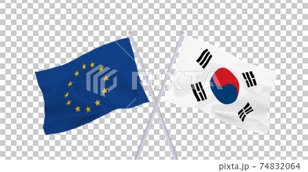 EUと韓国の旗 74832064