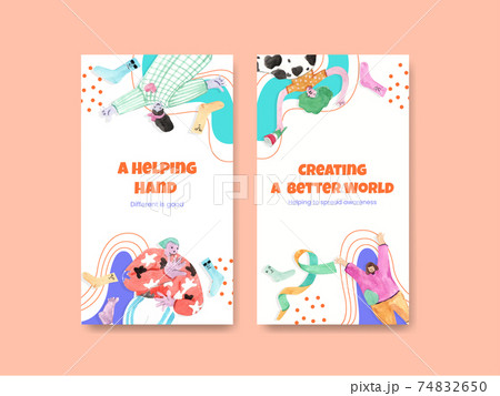 Instagram template with world down syndrome day concept design for social media and community watercolor illustration Instagram template with world down syndrome day concept design for social media and community watercolor illustration 74832650