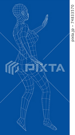 Wireframe ballerina in dance pose. Vector 74833570