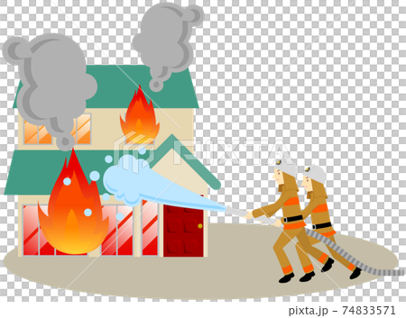 House fire, fire extinguishing activities House fire, fire extinguishing activities 74833571