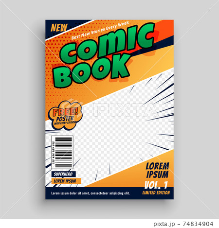comic book magazine cover page template design 74834904
