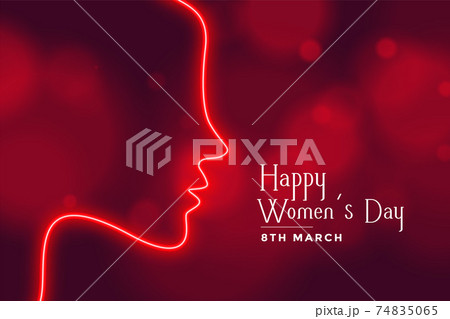 happy womens day neon style red bokeh banner 74835065
