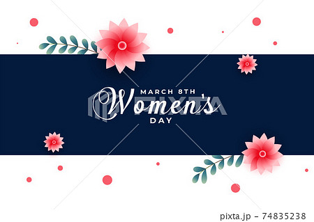 women's day banner with beautiful flower greeting 74835238