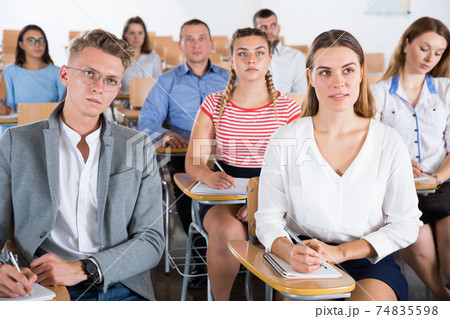 Group of people in lecture hall 74835598