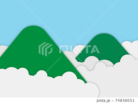 紙が重なった雲と空と山の背景 紙が重なった雲と空と山の背景 74836031