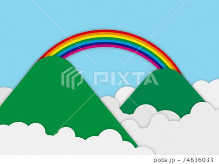 紙が重なった雲と空と山と虹の背景 74836033
