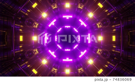 3d illustration of vibrant glowing tunnel 74836069