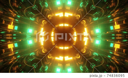 3d illustration of round shaped corridor 74836095