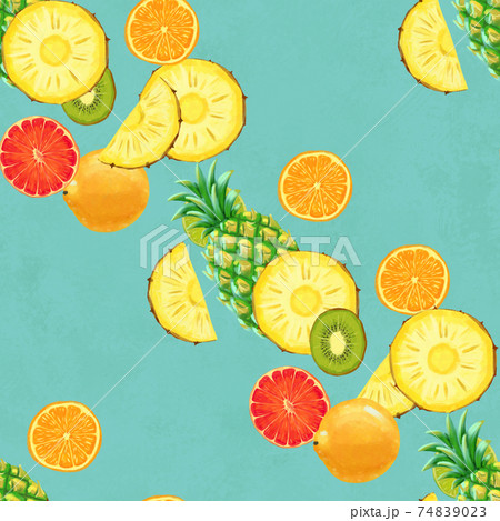 Hand Drawn Seamless Pattern Summer Background のイラスト素材