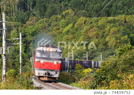 朝日を浴びて石勝線を帯広へ向かう貨物列車 朝日を浴びて石勝線を帯広へ向かう貨物列車 74839752
